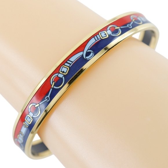 Hermes HERMES enamel bangle, cloisonn��, gold plated, made in Australia, red, ap - Picture 1 of 7